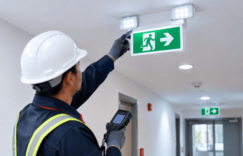 metal-roof Emergency lighting and exit sign maintenance for buildings in Ajman UAE