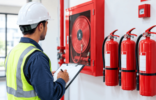 vegetative-roof Preventive fire safety maintenance inspection by a technician in Ajman UAE